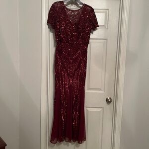 Burgundy floor length dress
